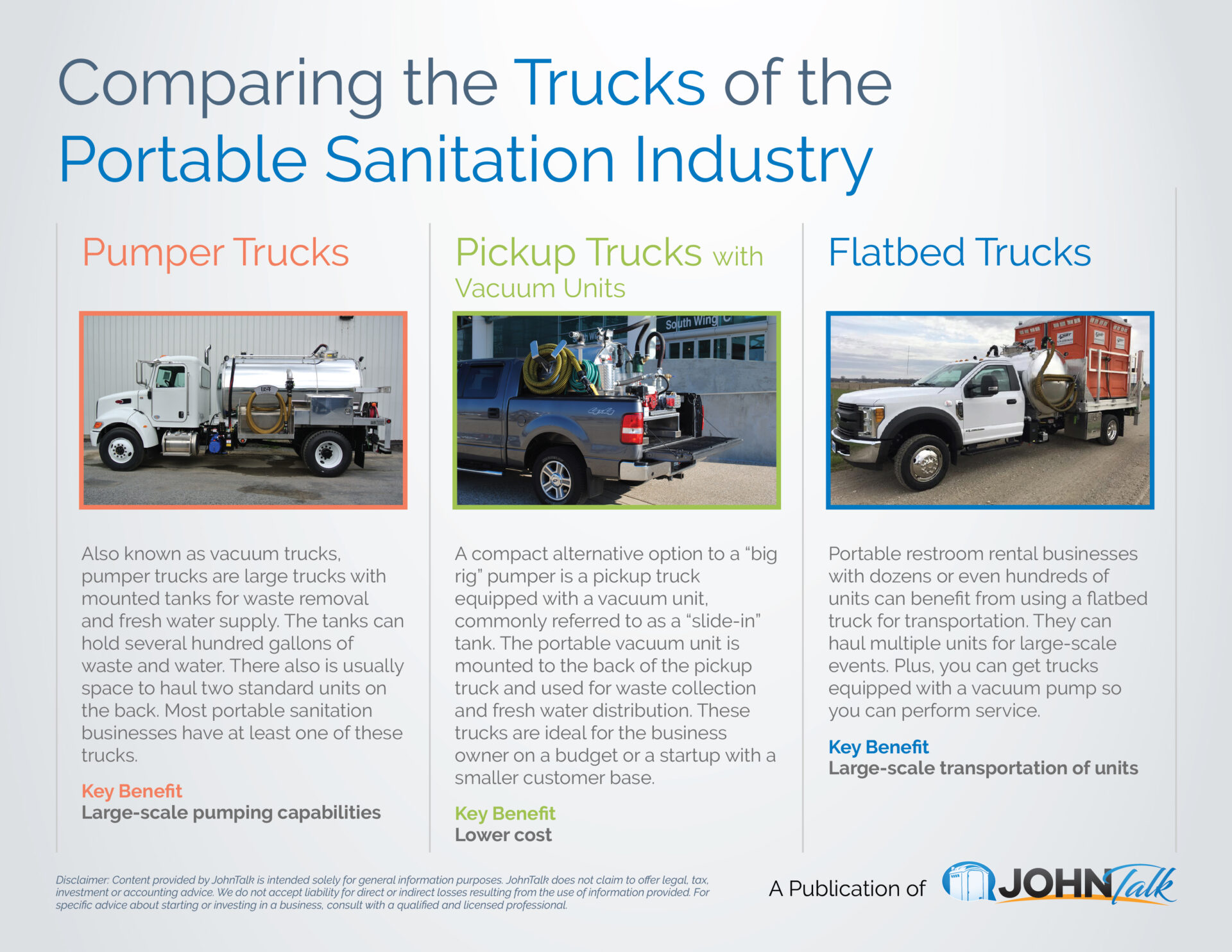 Comparing Trucks of the Portable Sanitation Industry