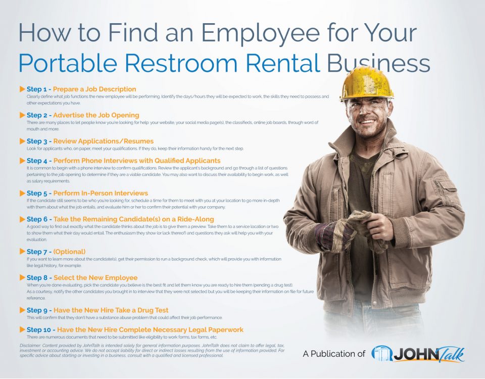 How to Find an Employee for Your Portable Restroom Rental Business