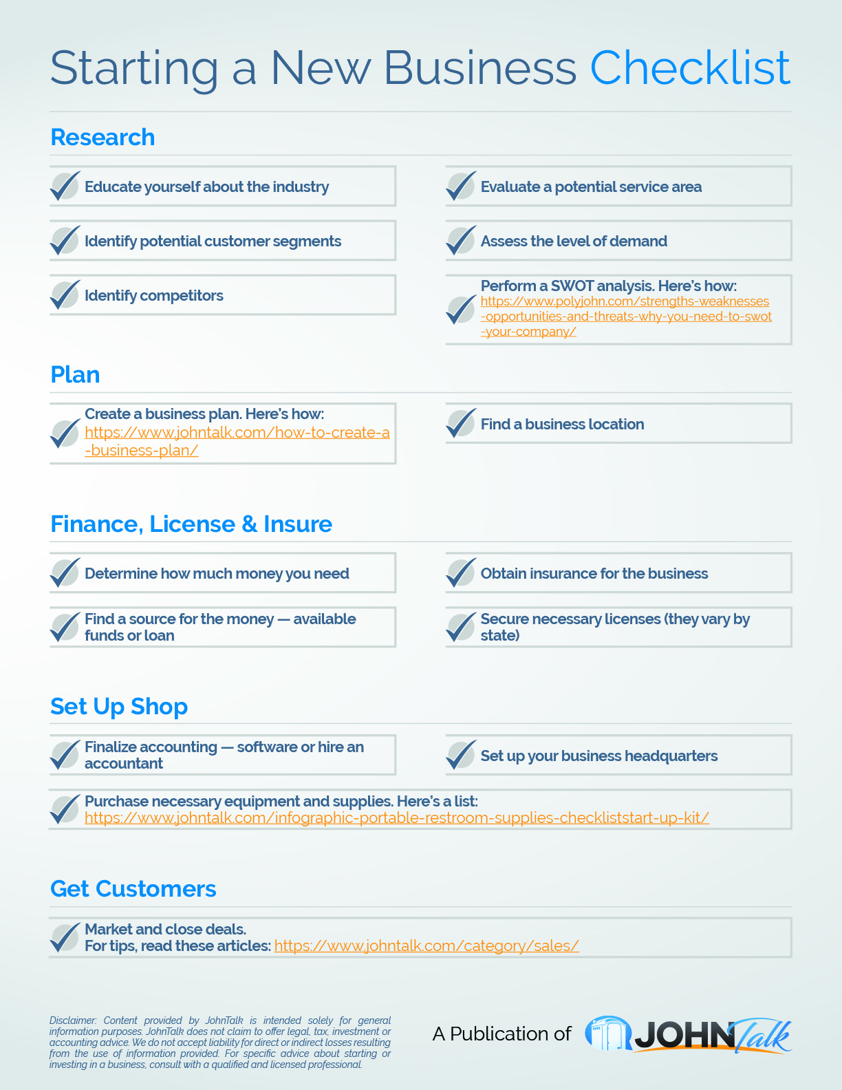 INFOGRAPHIC: Starting a New Business Checklist - JohnTalk