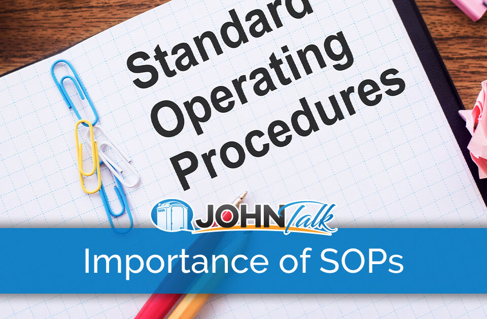 A pad of paper that says Standard Operating Procedures on it